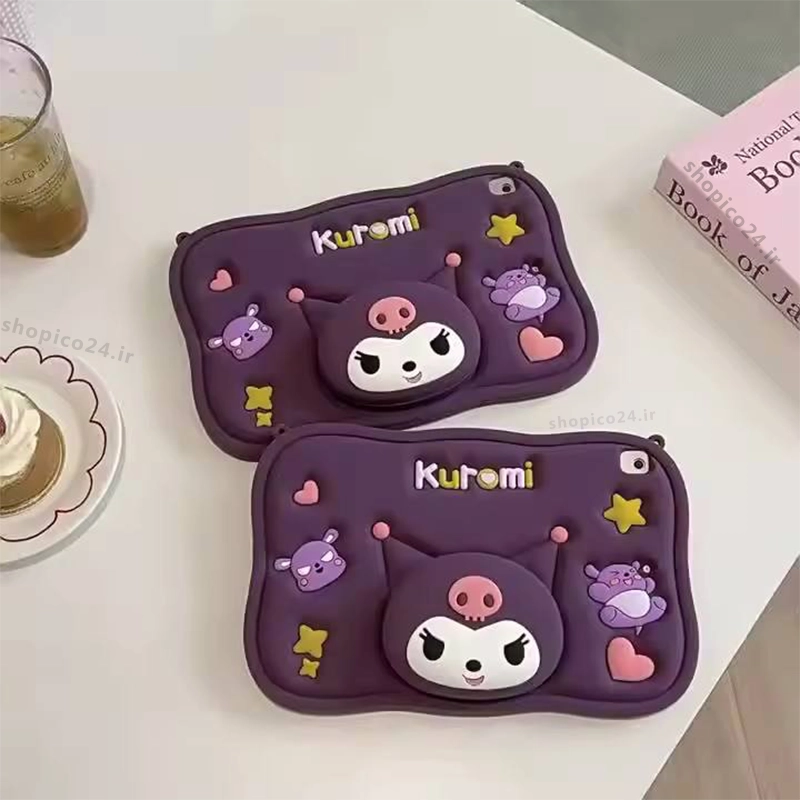 سیلیکونی اورجینال طرح کرومی با پاپ سوکت و قابلیت استند Kuromi Silicone Tablet Case With Stand 1