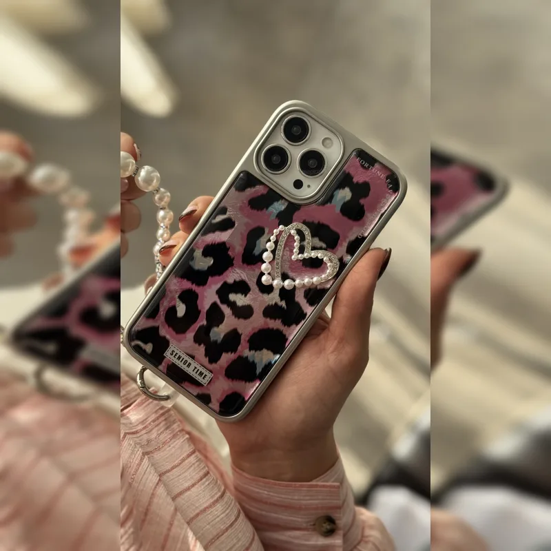 پلنگی قلب مرواریدی به همراه بند Pearl Heart Leopard with Strap 2