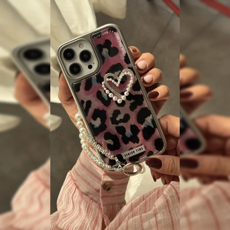 پلنگی قلب مرواریدی به همراه بند Pearl Heart Leopard with Strap 4