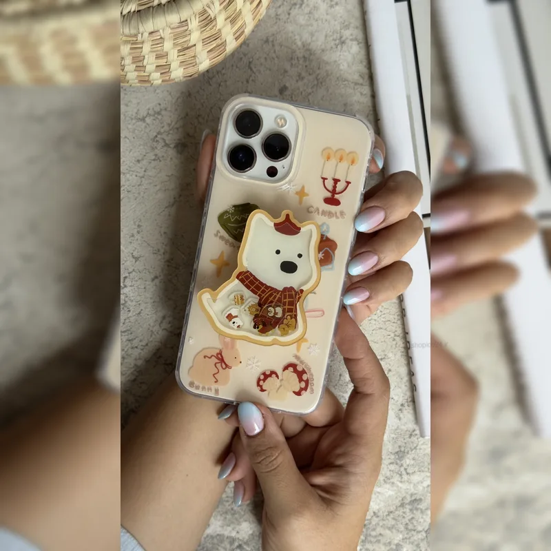 کندل کریسمس پاپی همراه پاپ سوکت Christmas Candle Puppy PopSocket 1