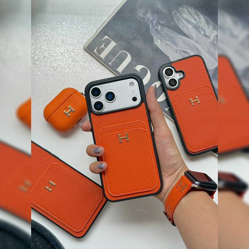 هرمس جاکارتی چرمی Hermes Leather Card Slot 7