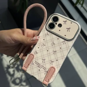 پاپیون صورتی چهارخانه همراه بند Pink Bow Check Strap 1