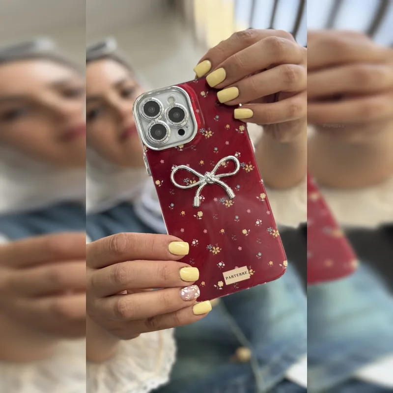 پاپیون نقره ای گلریز محافظ لنز Silver Bow Floral Lens Guard 2