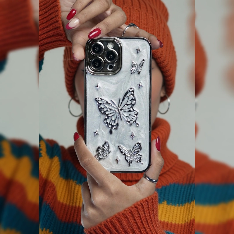 پروانه های نقره ای برجسته Silver Butterfly 3D 2