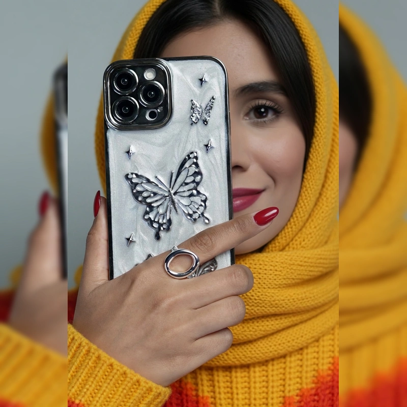پروانه های نقره ای برجسته Silver Butterfly 3D 3