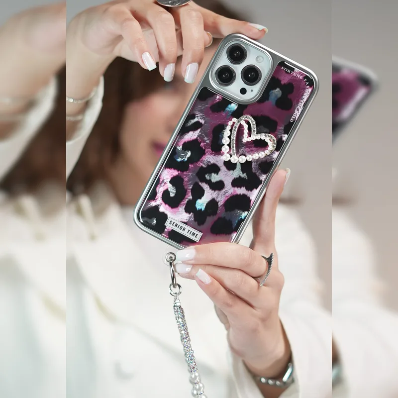 پلنگی قلب مرواریدی به همراه بند Pearl Heart Leopard with Strap 15