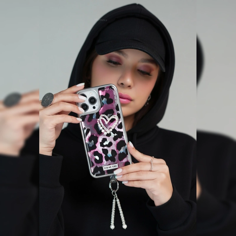 پلنگی قلب مرواریدی به همراه بند Pearl Heart Leopard with Strap 18