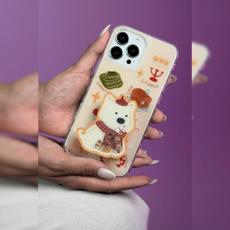 کندل کریسمس پاپی همراه پاپ سوکت Christmas Candle Puppy PopSocket 6
