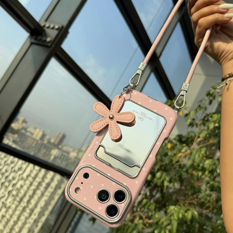 آیینه صورتی خالدار همراه بند Pink Polka Mirror With Strap 3