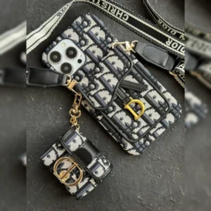 دیور جاکارتی لوگو فلزی آویز یک طرفه Dior Metal Logo Card Slot One Side Strap 1