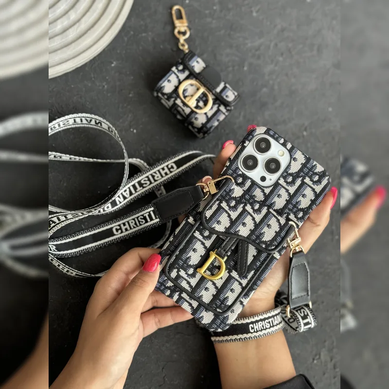 دیور جاکارتی لوگو فلزی آویز یک طرفه Dior Metal Logo Card Slot One Side Strap 6