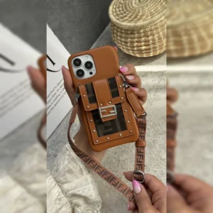 فندی جاکارتی قفل فلزی همراه بند Fendi Metal Lock Card Slot With Strap 1