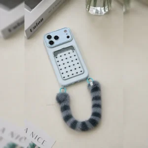 قلب آیینه ای جاکارتی بند خزدار Mirror Heart Card Slot Furry Strap 1
