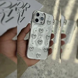 قلب فلزی شفاف اکلیلی Clear Glitter Metal Hearts 1