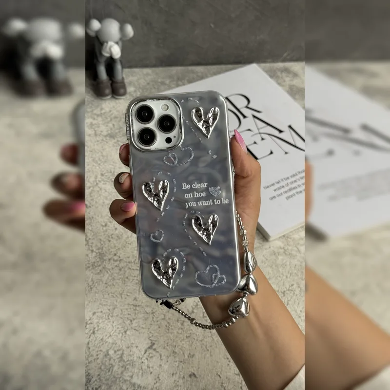 قلب نقره ای براق همراه بند Shiny Silver Heart With Strap 3