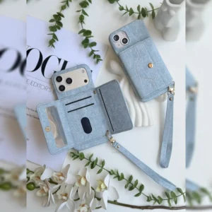 کیف جیبی جین همراه بند Denim Pocket Wallet Strap 1