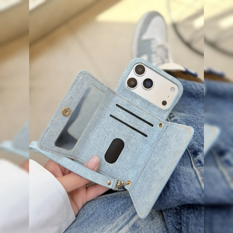 کیف جیبی جین همراه بند Denim Pocket Wallet Strap 2