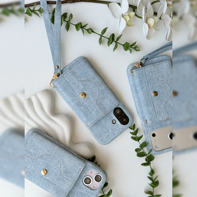 کیف جیبی جین همراه بند Denim Pocket Wallet Strap 4