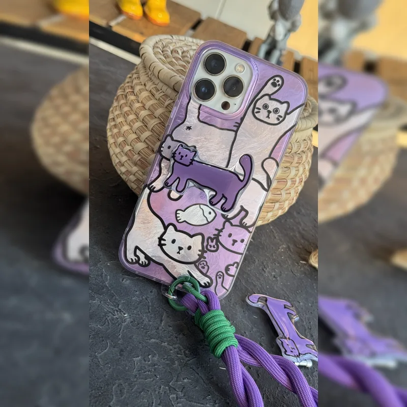 گربه کشیده بنفش استند شو همراه بند Purple Long Cat Stand With Strap 10