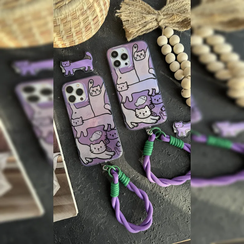 گربه کشیده بنفش استند شو همراه بند Purple Long Cat Stand With Strap 11