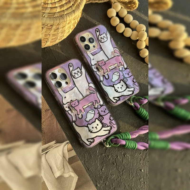 گربه کشیده بنفش استند شو همراه بند Purple Long Cat Stand With Strap 4
