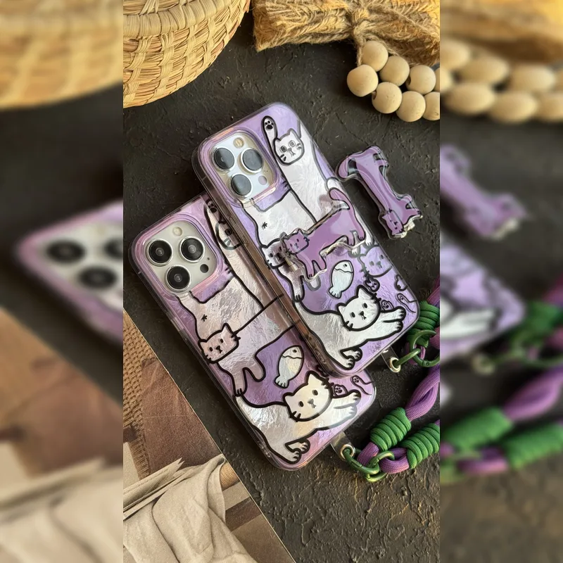 گربه کشیده بنفش استند شو همراه بند Purple Long Cat Stand With Strap 8