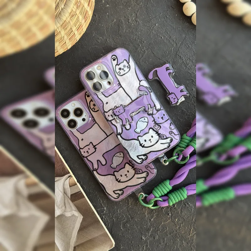 گربه کشیده بنفش استند شو همراه بند Purple Long Cat Stand With Strap 9