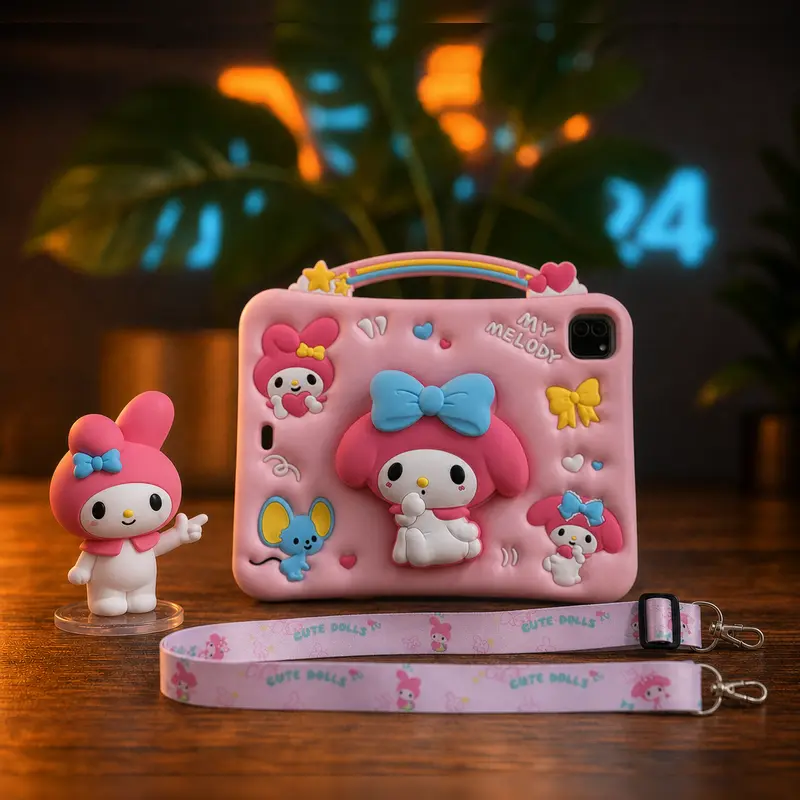 مای ملودی و موش استندی به همراه بند My Melody Mouse Tablet Case 1